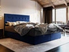 Boxspringbett Widnes 180x200 marineblau im modernen skandinavischen Stil mit markantem Kopfteil