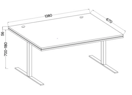 Höhenverstellbarer Schreibtisch Makana Eiche handwerklich vielseitiges und funktionelles Möbelstück mit einer 56 mm Platte für das Büro oder Jugendzimmer