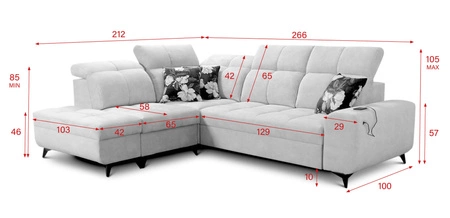 Ecksofa mit Schlaffunktion Buffalo VII beige linke Seite stilvolles Ecksofa mit Bettzeugcontainern Velourstoff