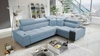 Ecksofa mit Schlaffunktion Dafni II blauer Samt rechtes Ecksofa mit Bettzeugablage Vollauszug