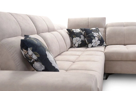 Ecksofa mit Schlaffunktion Buffalo VII creme rechts stilvolles Ecksofa mit Bettzeugcontainer Velourstoff