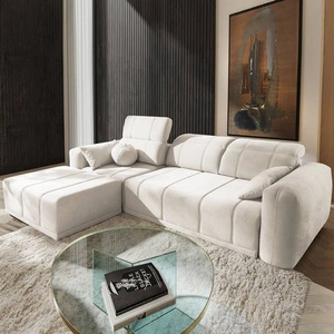 Ecksofa mit Schlaffunktion Cetara creme linke Seite stilvolles Design komfortable Schiebelehne verstellbare Kopfstützen