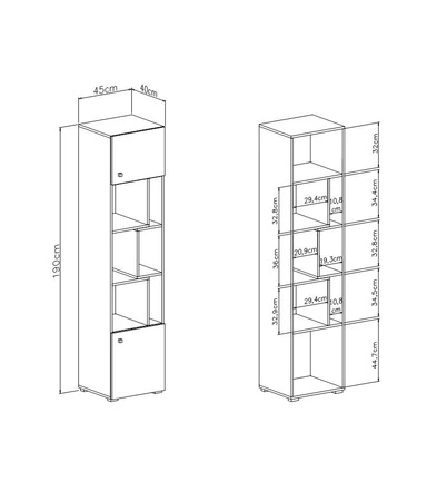 Möbel-Set Epsilon weiß / Beton Wandschrank ideal für ein Jugend- oder Kinderzimmer in einem trendigen Stil