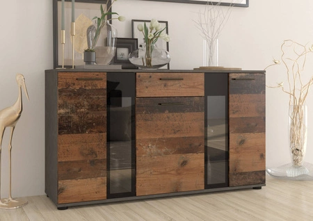 Kommode Senja 140 cm matera / alter Stil modernes Möbeldesign Kommodenkante mit speziellem ABS-Furnier bearbeitet