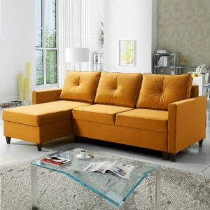 Ecksofa mit Schlaffunktion Terni gelb links Praktisches und funktionelles Ecksofa mit geräumigen Behältern für Bettzeug