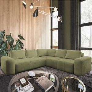 Ecksofa mit Schlaffunktion Bovec III grüne Olive rechts äußerst stilvolles Eckschlafsofa perfekt für ein geräumiges Wohnzimmer