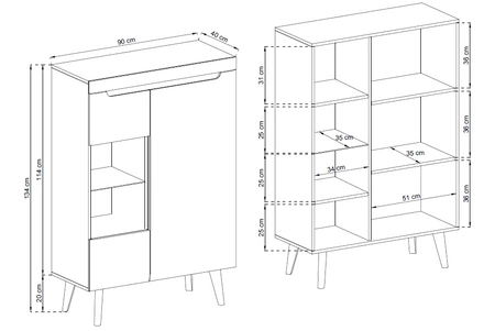 Atka 90 cm Unterschrank Eiche artisan / schwarz modernes Design im skandinavischen Stil, ausgestattet mit einem leisen Türschließsystem