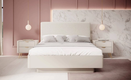 Lante Bett 160x200 cm mit Bettzeugablage beige ideales Bett für das Schlafzimmer hohes gepolstertes Kopfteil sorgt für Komfort