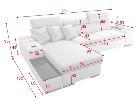Ecksofa mit Schlaffunktion Provo honig/weiß linkes Ecksofa mit Bettkasten und Funktionsauszug