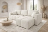 Ecksofa mit Schlaffunktion Linco creme Universal Ecksofa für das Wohnzimmer mit modernem Design aus Boucle-Stoff