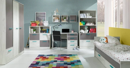 Schubladenkommode Rest 97 cm Eiche Handwerk weiß / Esche moderne und funktionelle Möbel für das Jugendzimmer