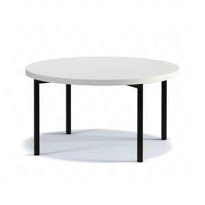 Runder Couchtisch 80 cm Sampi weiß zeitloses und leichtes Design solides Metallgestell idealer Tisch für jede Umgebung