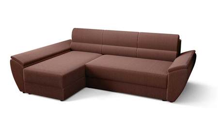 Ecksofa mit Schlaffunktion Fogu III Indisch rosa linkshändig stilvolles Ecksofa mit Armlehnen Container für Bettzeug Kordstoff
