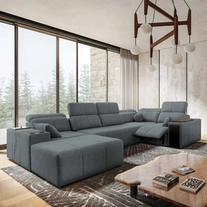 Ecksofa mit Schlaffunktion Tesalia IV Lux grau linksseitig stilvolles Ecksofa mit ausziehbarem Fußteil und Schiebefunktion der Rückenlehne