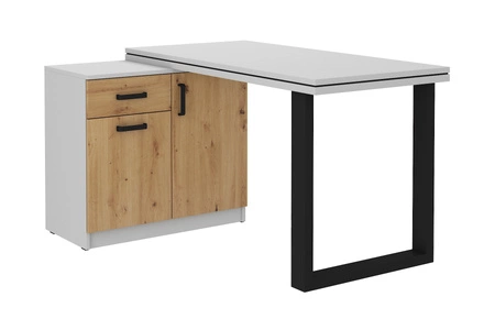 Makana Eckschreibtisch hellgrau / Eiche handwerkliche Kommode mit Schublade und Einlegeböden stilvolles und funktionelles Möbelstück mit einer 56mm Platte 