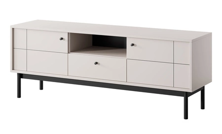TV-Schrank Modesta 154 cm beige schlicht und solide in gedeckten Farben dezente Metallgriffe ideal für Innenräume im japanischen Stil