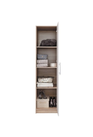 Kleiderschrank Caspe 50 cm hell sonoma Eiche / weiß modernes Design ABS-Finish und Aluminium-Griffe