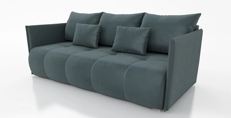 Sofa mit Schlaffunktion Selva dunkelgrau Funktionssofa für Wohnzimmer mit Bettzeugablage aus Stoff mit Plüschoberfläche