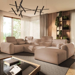 Ecksofa mit Schlaffunktion Cantare IV Lachsfarbe rechts Sorgfältig verarbeitetes Ecksofa für den Wohnbereich bietet Komfort und Bequemlichkeit