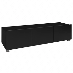 Apulia 150 cm schwarz glänzend RTV Schrank mit der Möglichkeit der Aussetzung minimalistisches Design einfache Form passend in jedes Interieur