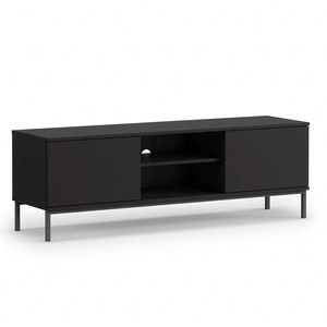 RTV-Schrank Tutti 150 cm schwarz elegantes Schrankdesign Metall massiver Sockel Türen öffnen mit Push-to-Open-System
