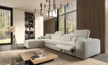 Ecksofa mit Schlaffunktion Viano XII Lux creme linkshändiges Designer-Ecksofa für das Wohnzimmer mit komfortablem ausziehbarem Fußteil