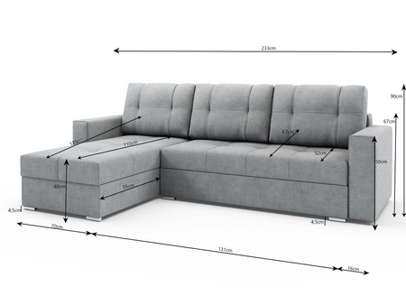 Ecksofa mit Schlaffunktion Aldo schwarz linke Seite garantiert den höchsten Komfort und Funktionalität