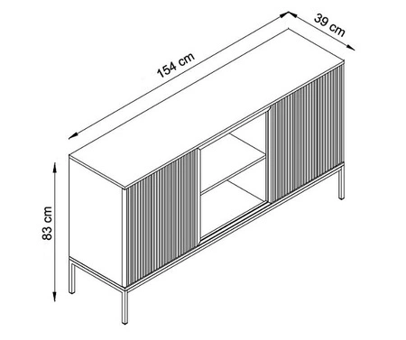 Kommode Amma 154 cm beige unkonventionelles Design verglaste Kommodenfront für Wohnzimmer mit Push-to-Open-System Zierleisten