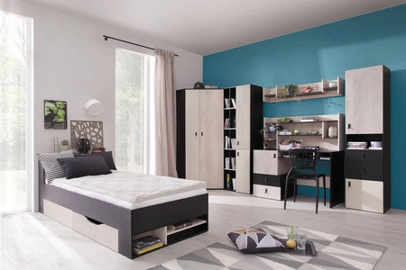 Regal Niko 45 cm schwarz / Eiche / beige ideal für das Jugendzimmer sehr nützlich und hat einen modernen Look