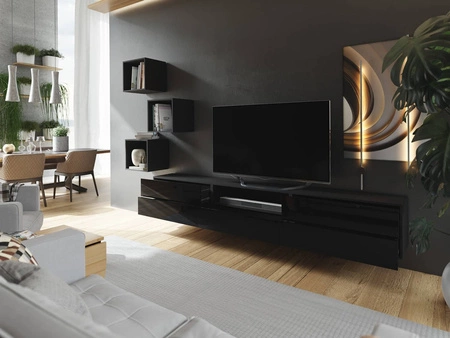 Sarti Möbel schwarz / schwarz glänzend stilvolles Design funktionelle Medienecke in einem extrem modernen Stil