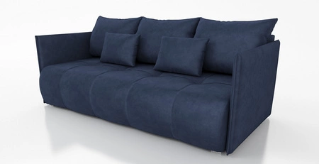 Sofa mit Schlaffunktion Selva blau funktionelles Wohnzimmersofa mit Bettzeugablage Samtstoff mit eleganter Struktur
