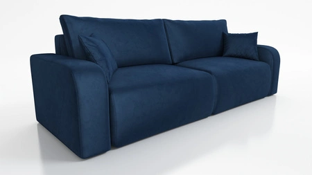 Sofa Fiesta dunkelblau funktionelles Wohnzimmersofa mit Bettzeugablage elegantes Design strapazierfähiger Plüschstoff