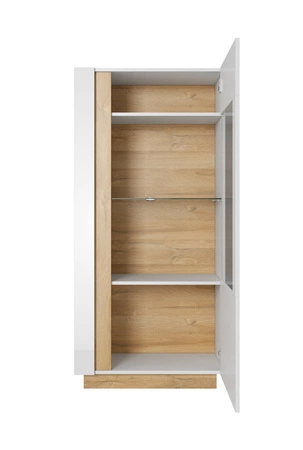 Unterschrank Adria 72 cm weiß glänzend / Eiche grandson modernes Design Kanten mit einem speziellen Furnier beendet Elemente aus Sicherheitsglas