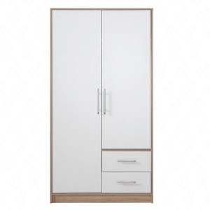 Kleiderschrank Caspe 100 cm hell sonoma Eiche / weiß modernes Design ABS-Finish und Aluminiumgriffe