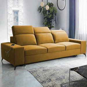 Sofa mit Schlaffunktion Kelly honey stilvolles Sofa für Wohnzimmer mit einfachem Design verstellbare Kopfstützen Veloursstoff