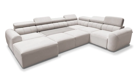 Ecksofa mit Schlaffunktion Cantare VIII Elfenbein links geschmackvolles Ecksofa mit verstellbaren Kopfstützen Bettzeugcontainer