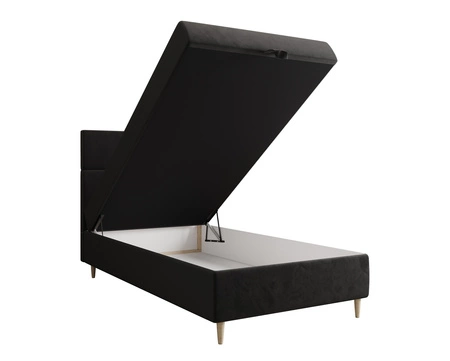 Boxspringbett Bing 90x200 graphit im modernen skandinavischen Stil mit gepolstertem Kopfteil Bett mit Staukasten