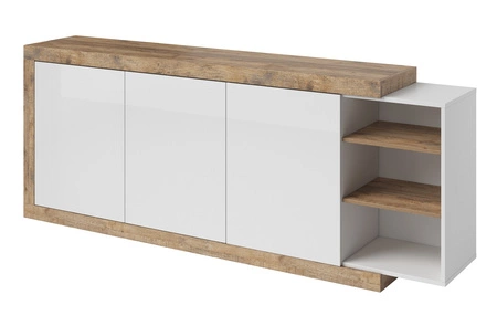 Kommode Sintra 220 cm Eiche samdal / weiß glänzend funktionell, ideal für moderne Innenräume griffloses Push-to-Open-System