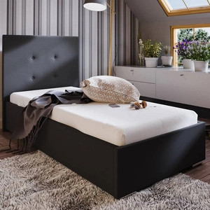 Bejar Polsterbett 90x200 schwarz mit Kopfteil im modernen Stil ideal für Jugendzimmer oder kleine Schlafzimmer