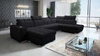 Ecksofa mit Schlaffunktion Luigi VI schwarz linke Seite stilvolles Ecksofa mit Bettzeugcontainer mit weichem Stoff bezogen