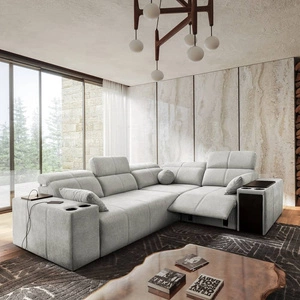 Ecksofa mit Schlaffunktion Tesalia II Lux grau Esche rechts komfortables Ecksofa mit verschiebbarer Rückenlehne und ausziehbarer Fußstütze