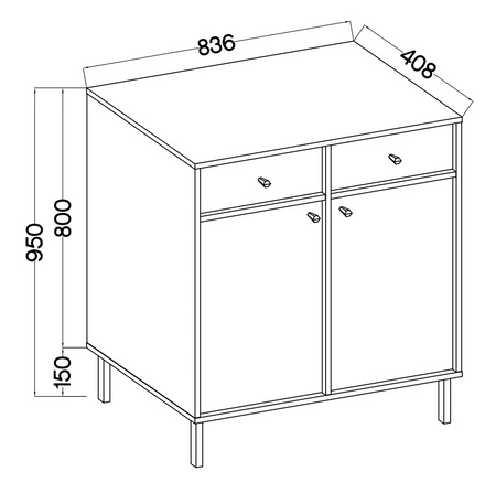 Kommode Kioto II 84 cm schwarz graphit ideale Kommode für Wohnzimmer oder Schlafzimmer im modernen Stil hohe Metallbeine