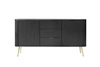 Kommode Zoya 168 cm schwarz elegantes Design oval geformt massiv auf goldenen Beinen geschmackvoll geriffelte Front gesetzt