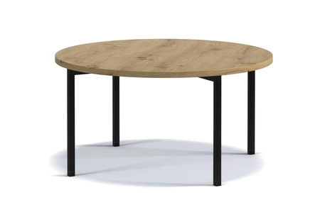 Runder Couchtisch 80 cm Sampi Eiche handwerkliches zeitloses und leichtes Design solides Metallgestell idealer Tisch für jede Umgebung