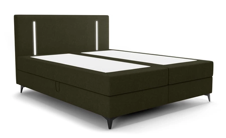 Boxspringbett Norco 180x200 grün stilvolles Bett mit Aufbewahrungsbox Beleuchtung im Kopfteil fügt eine einzigartige Note