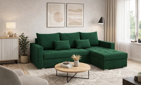 Ecksofa mit Schlaffunktion Fasti Bis Flasche grün universal Ecksofa mit einem Bettzeugcontainer Garantie für den höchsten Komfort