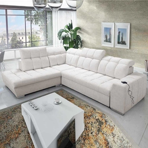 Schlafsofa Luigi VII hellbeige links Komfort-Ecksofa in modernem Design