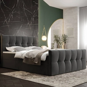 Boxspringbett Manhattan 180x200 grau Bett im modernen skandinavischen Stil mit gepolstertem Kopf- und Fußteil