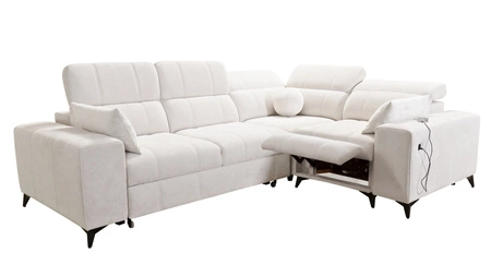 Ecksofa mit Schlaffunktion Penejos II Lux lachsfarbenes komfortables Ecksofa für das Wohnzimmer mit bequemer ausziehbarer Fußstütze