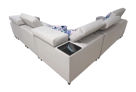 Ecksofa mit Schlaffunktion Hampton III hellbraunes rechtsseitiges bequemes Ecksofa aus glattem und weichem Samtstoff